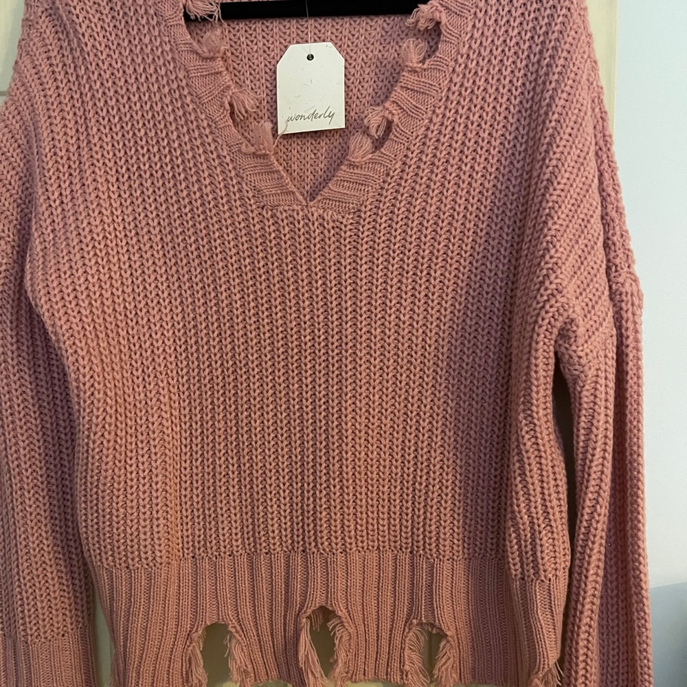 New with Tags Blush Distressed Sweater